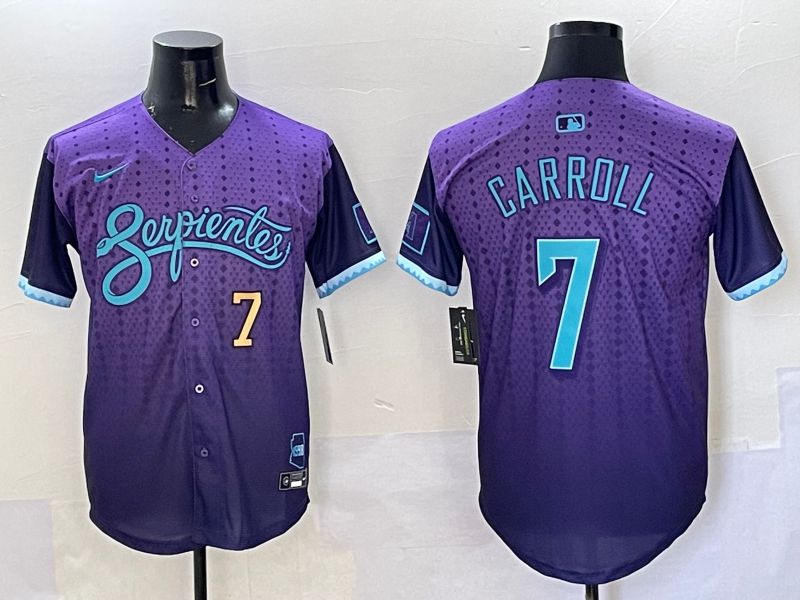 Men Arizona Diamondback #7 Carroll Purple Joint Name 2025 Nike MLB Jersey style 2